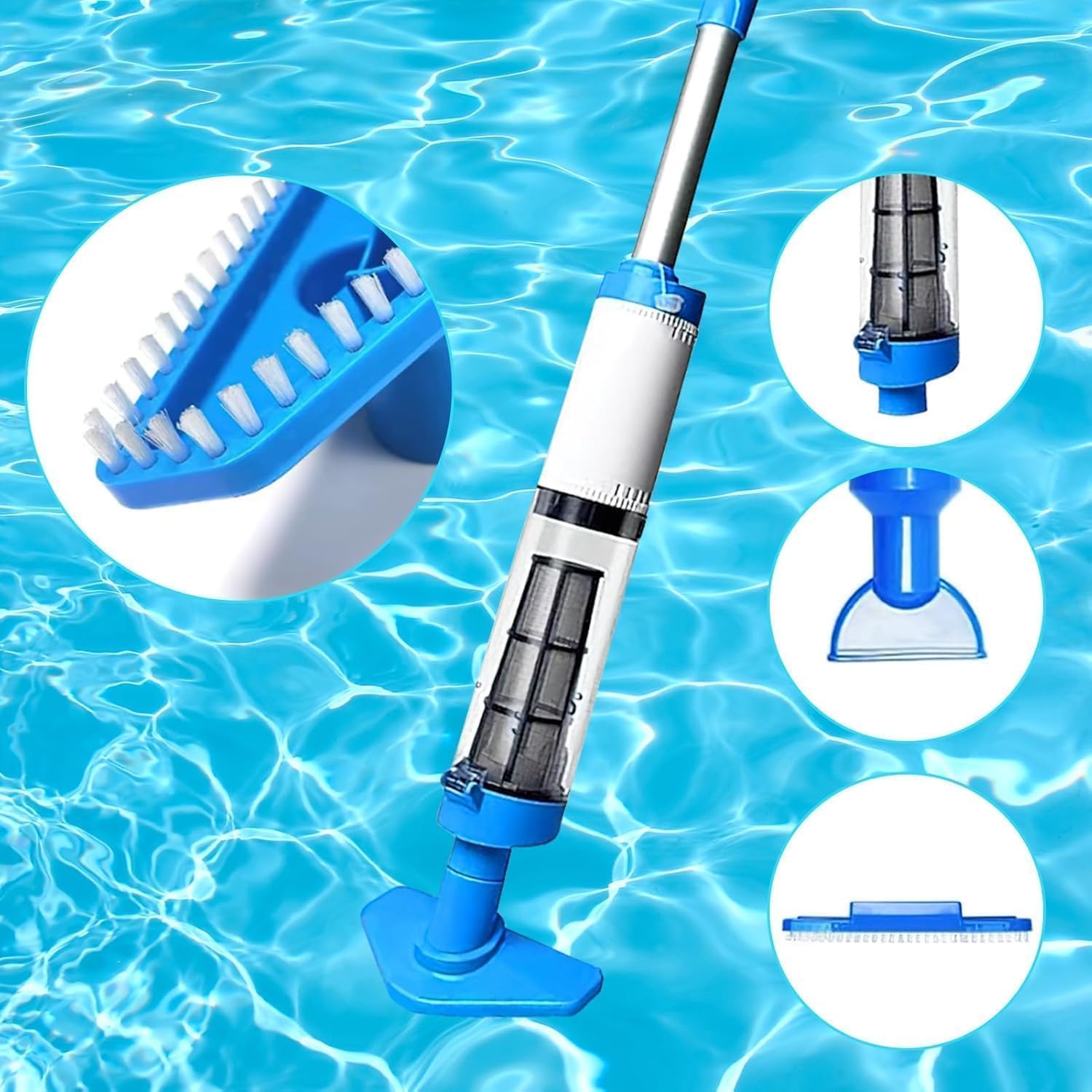 3-in-1 Cordless Pool Vacuum Cleaner – Rechargeable Spa & Pool Cleaner with Telescopic Pole