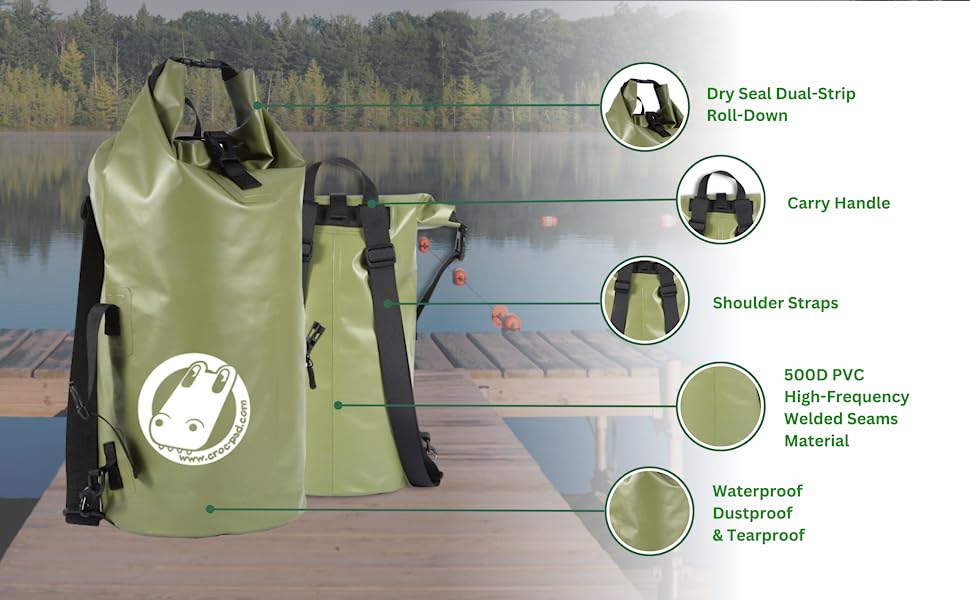 Crocpad 30L Waterproof Dry Bag for Outdoor & Water Sports