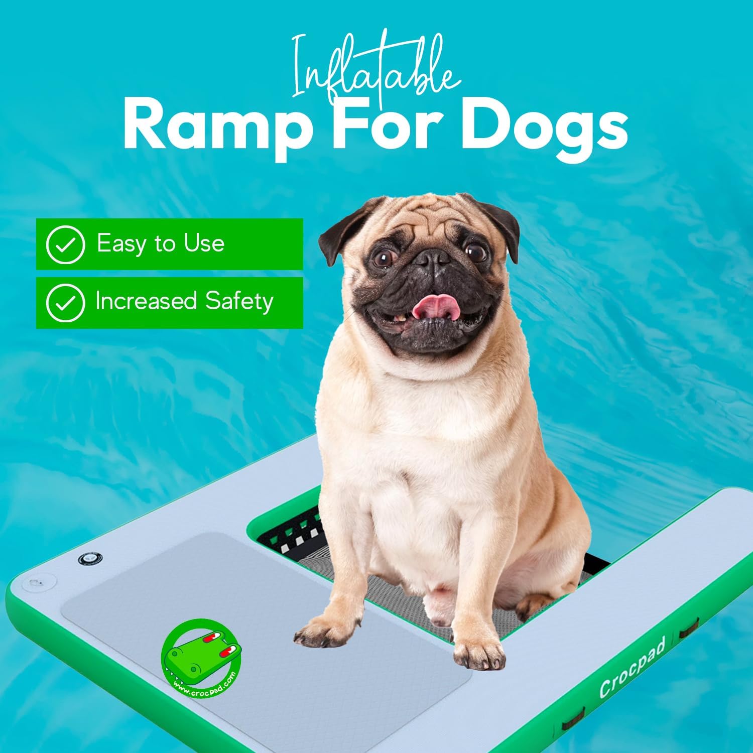 Crocpad Inflatable Dog Water Ramp for Boats, Pools & Docks