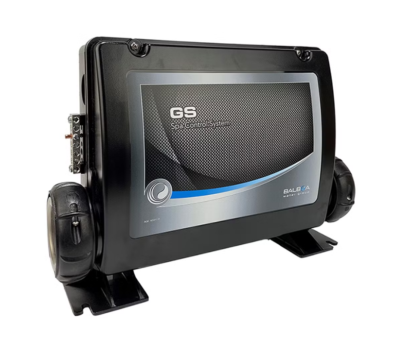 Balboa GS501DZ spa controller control pack showing heater and pump connections on a white background