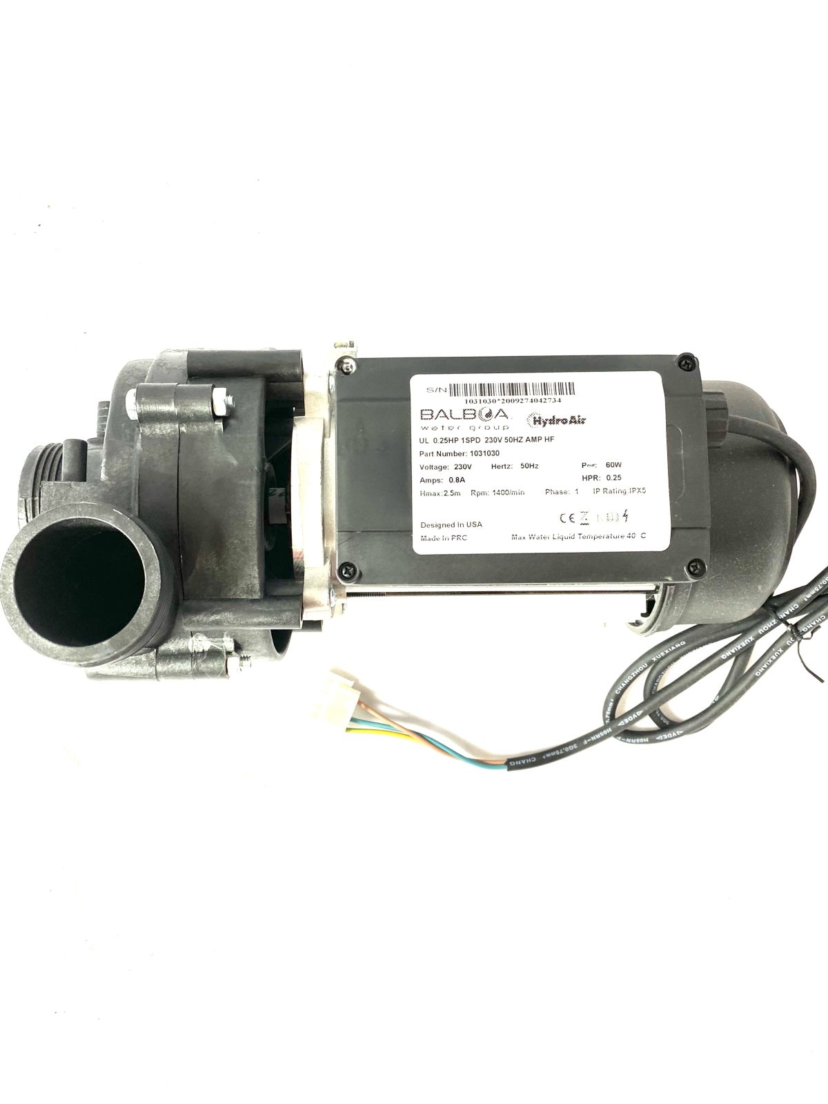 Balboa Eco Circulation Pump 0.25HP 40mm ports 1.3m lead-1031030