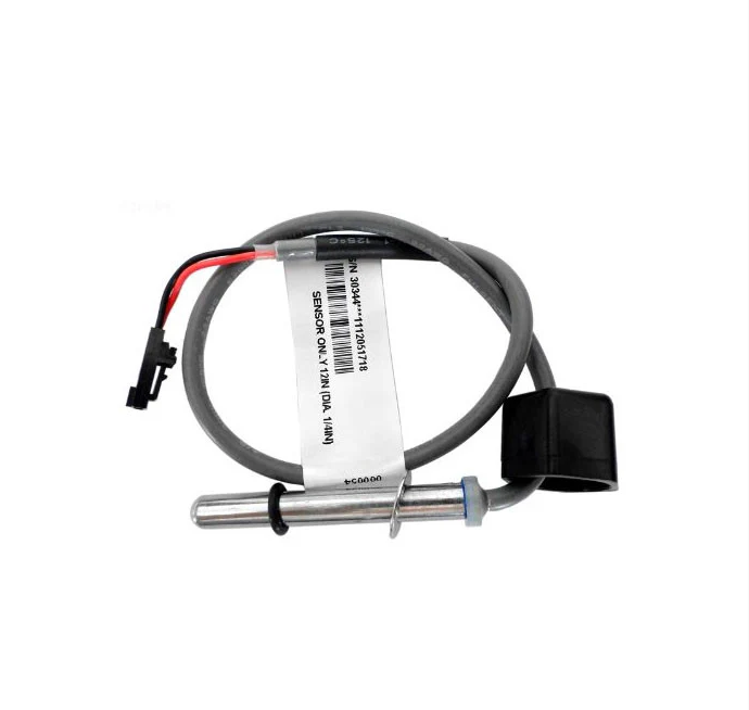 Balboa 30344 M7 heater tube sensor with 12-inch cable, 1/4-inch metal probe, and 2‑pin connector.