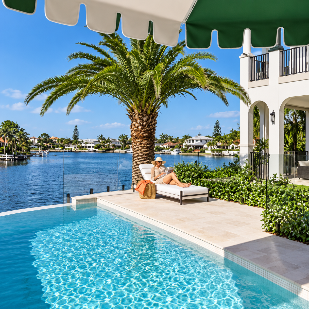 DESIGNER PALM SPRINGS POOLSIDE UMBRELLA