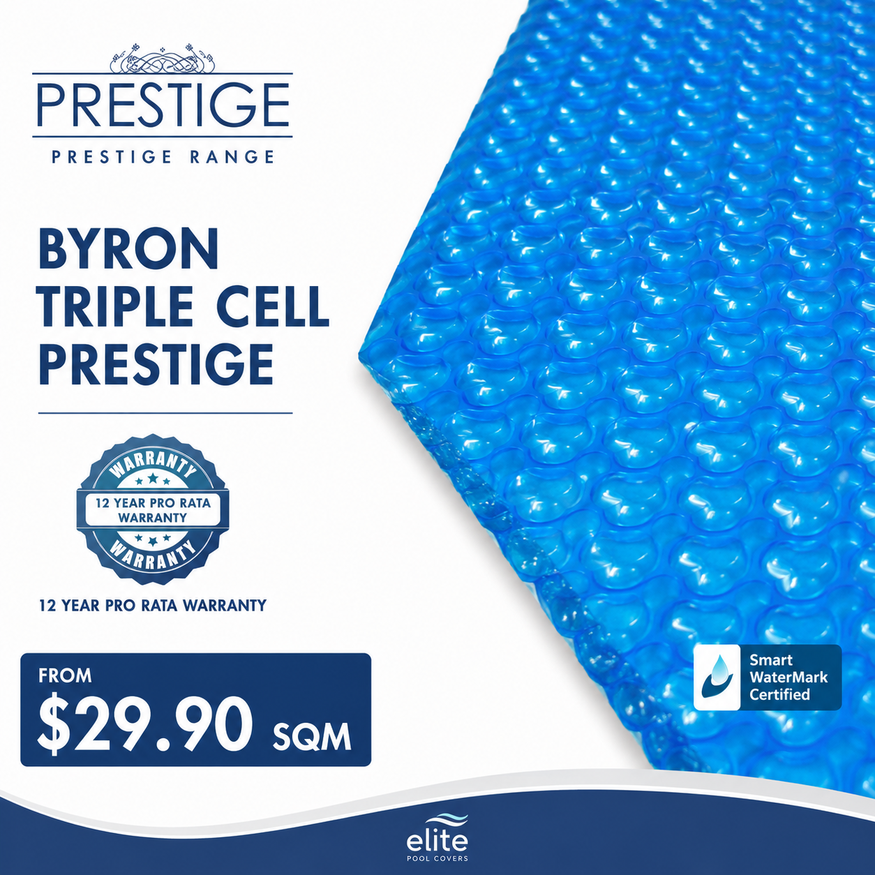 Byron Triple Cell Prestige Solar Pool Cover - 12-year pro rata warranty