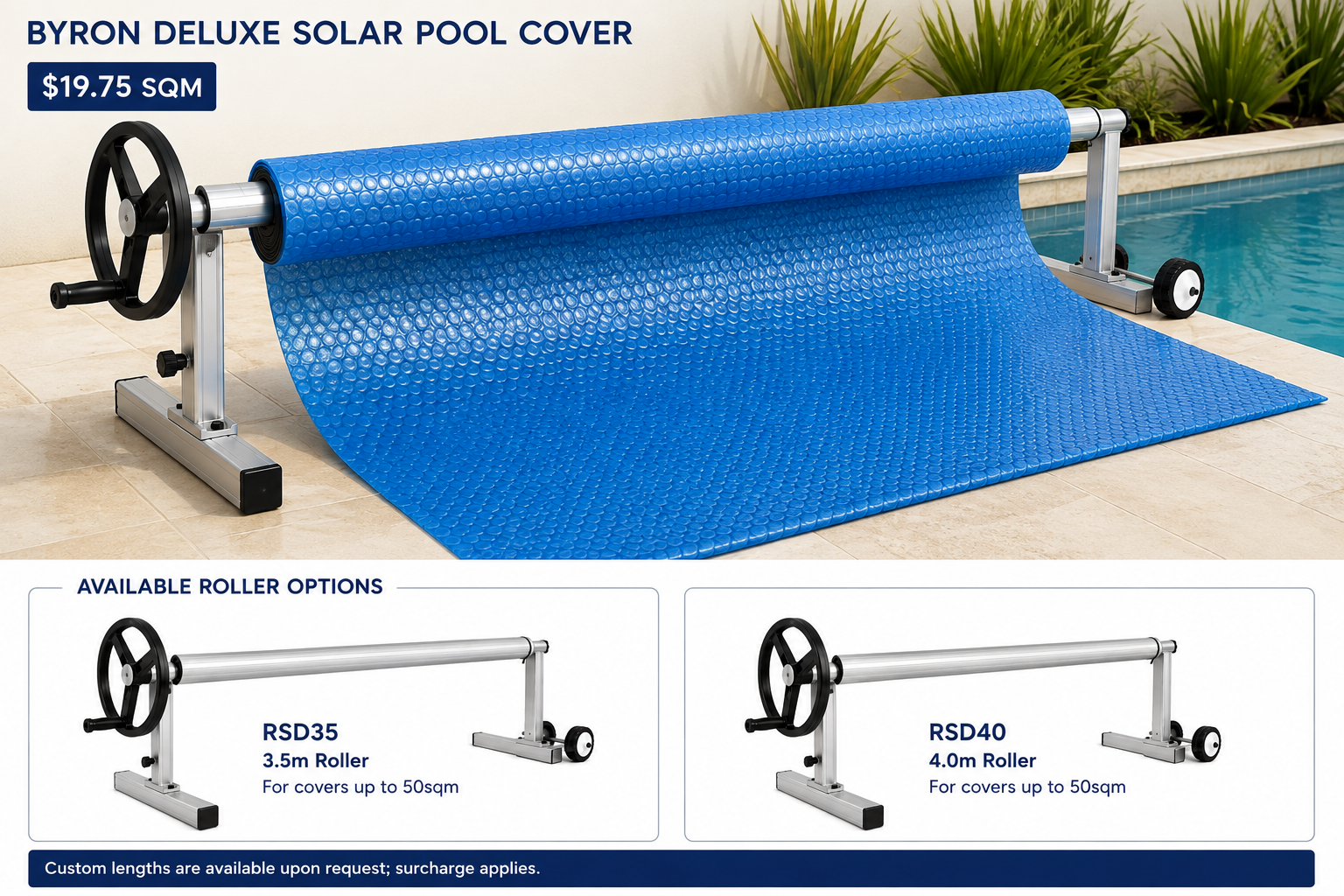 Byron Deluxe Solar Pool Cover - 10-year pro rata warranty