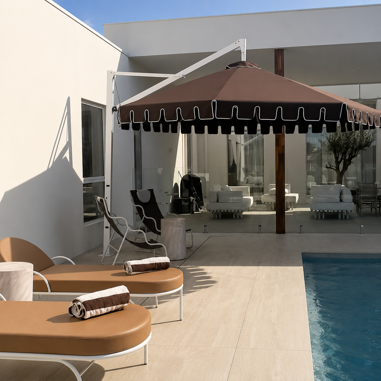 DESIGNER CHOCOLATE BROWN POOLSIDE UMBRELLA