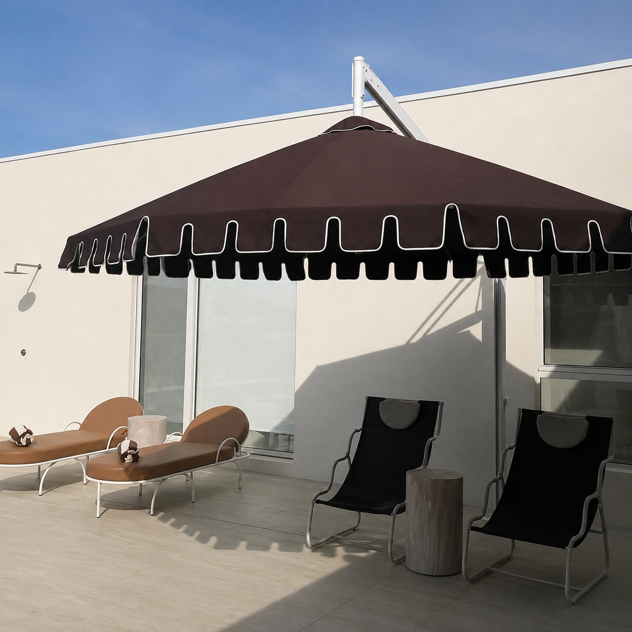 DESIGNER CHOCOLATE BROWN POOLSIDE UMBRELLA