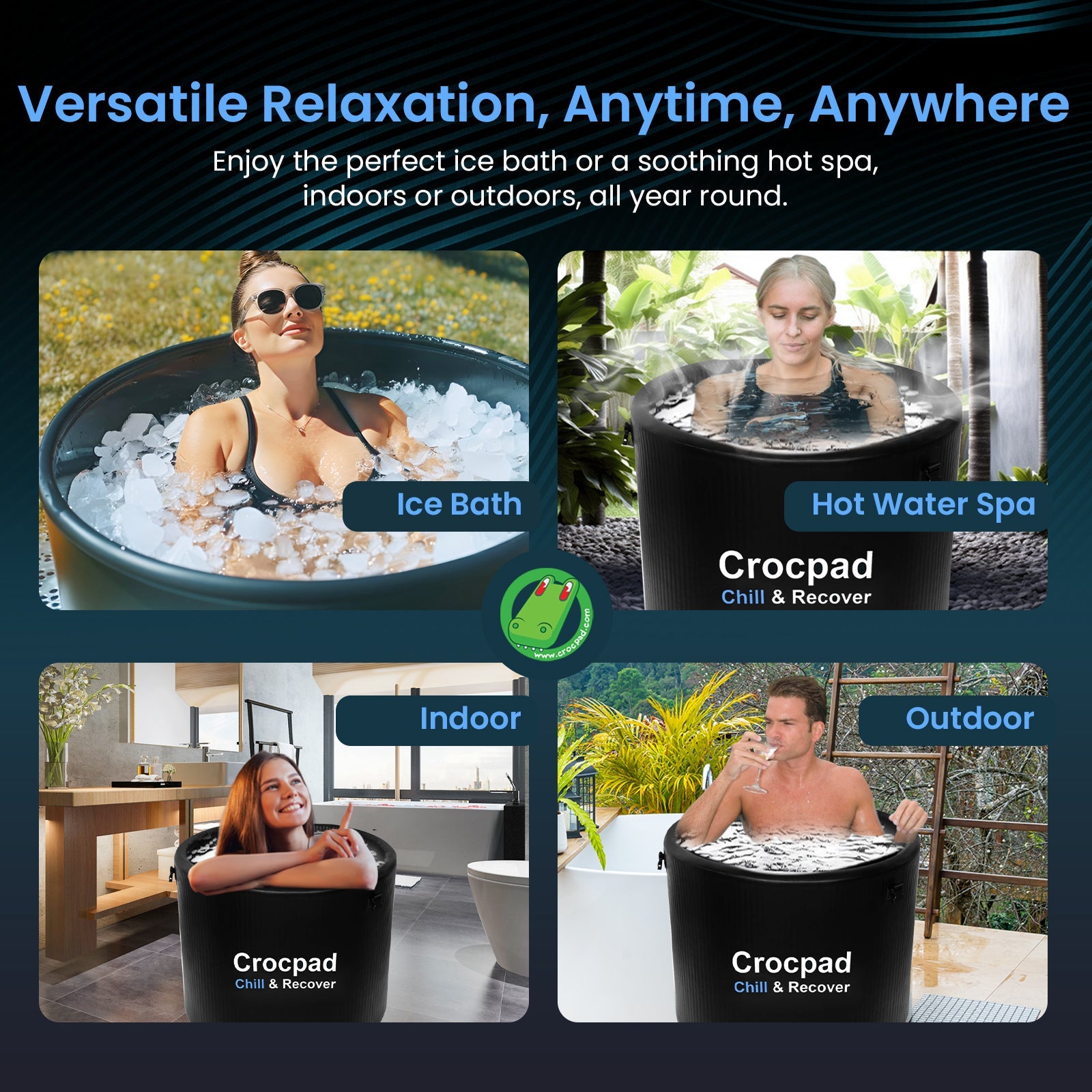 Crocpad Large Ice Pod – Portable Cold Plunge Barrel with Cover