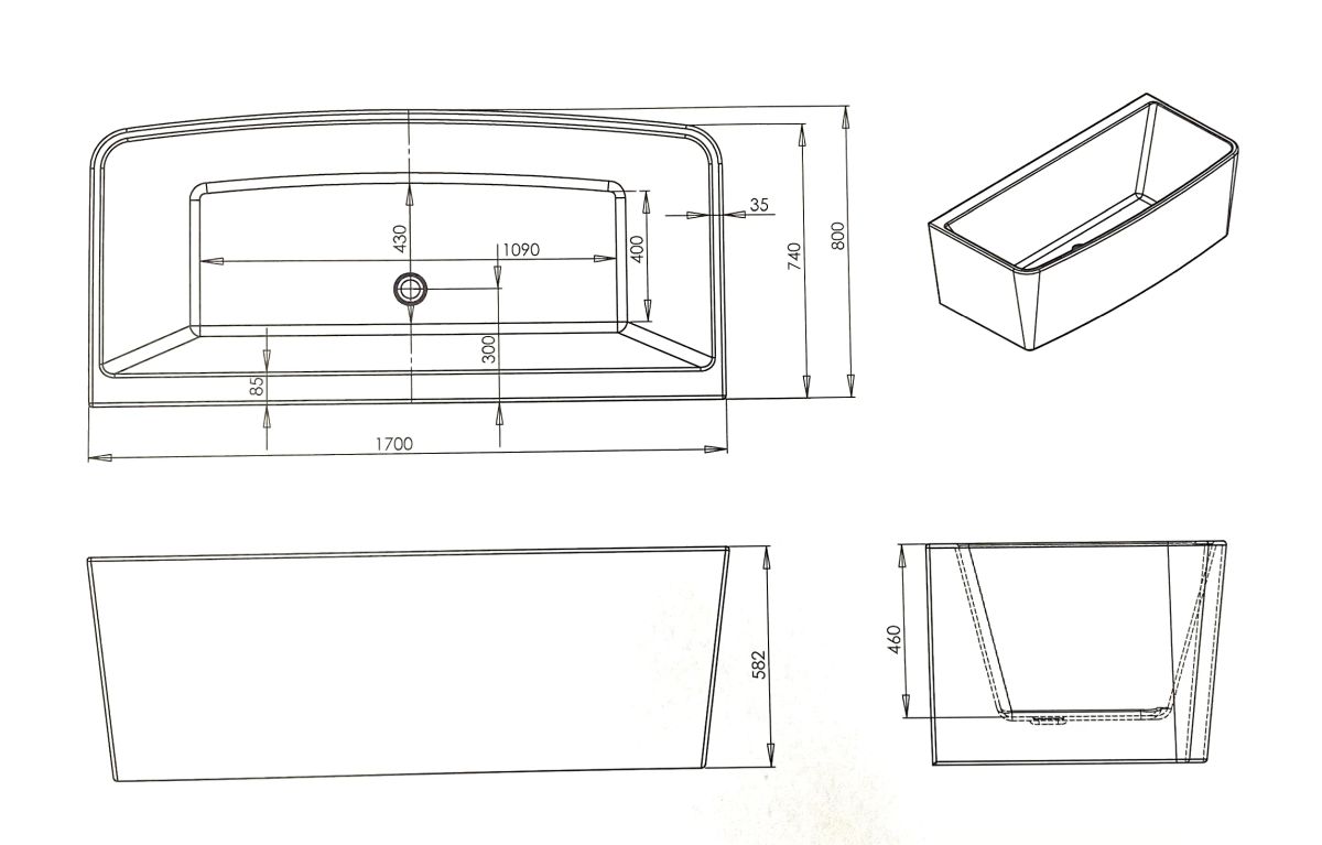 Lanark Bath Free Standing Dido White Left