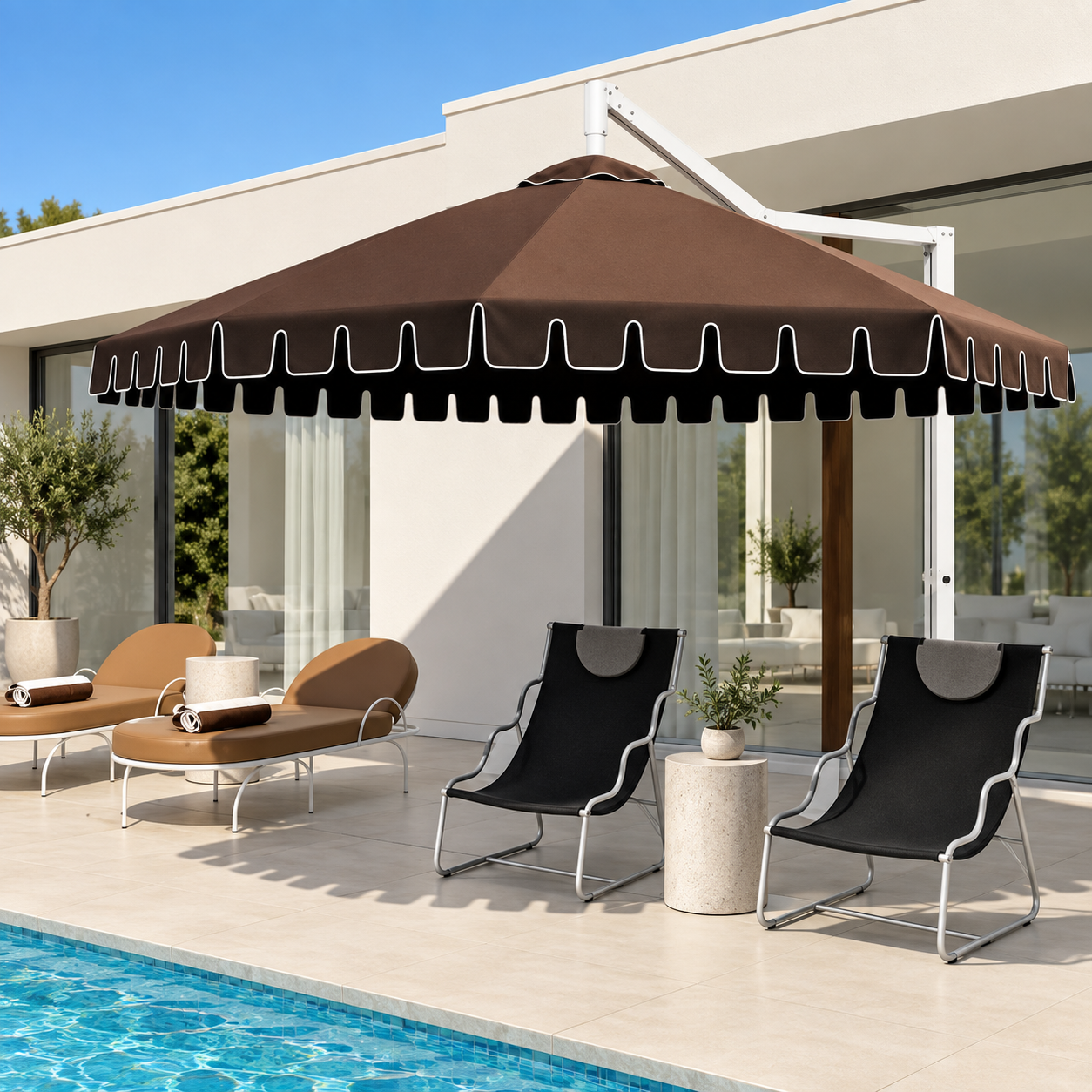 DESIGNER CHOCOLATE BROWN POOLSIDE UMBRELLA