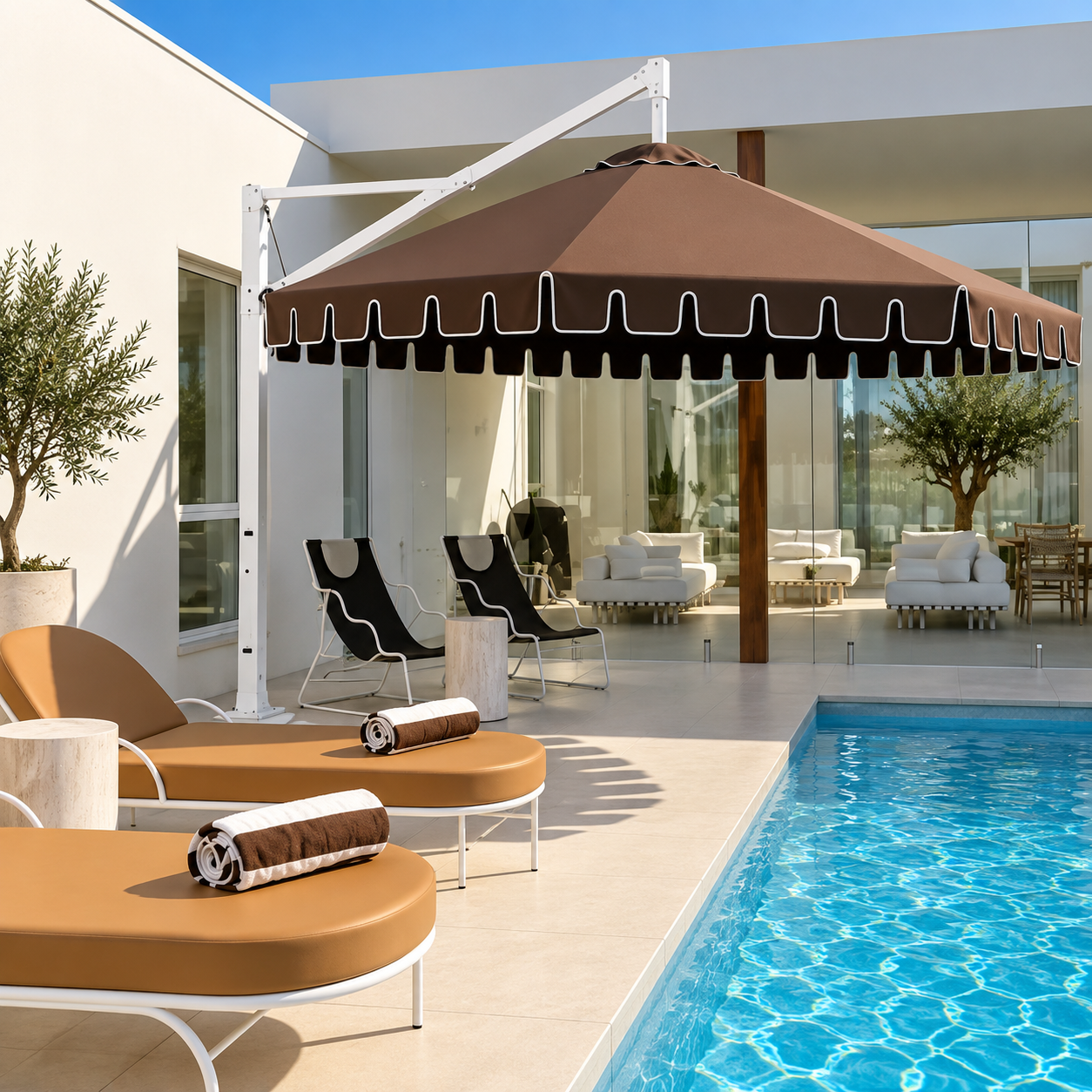 DESIGNER CHOCOLATE BROWN POOLSIDE UMBRELLA