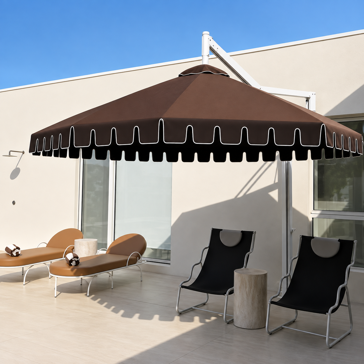 DESIGNER CHOCOLATE BROWN POOLSIDE UMBRELLA