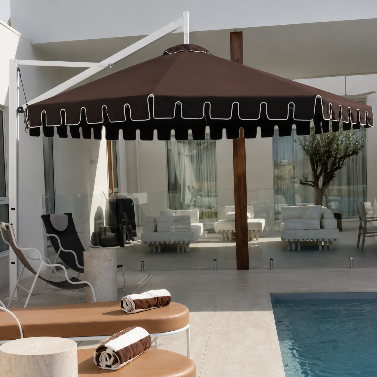 DESIGNER CHOCOLATE BROWN POOLSIDE UMBRELLA