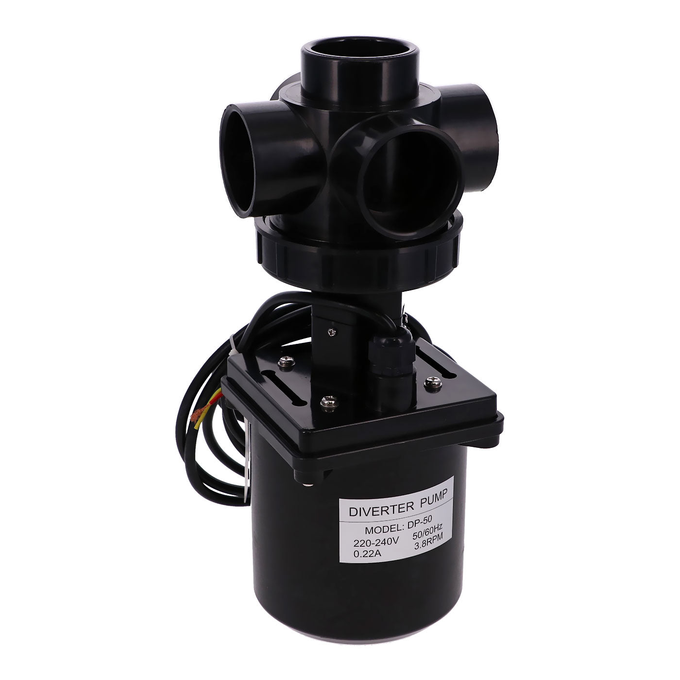 Motorized Diverter Valve DP‑50 for Passion Spas Felicity – 5‑port black valve with DP‑50 motor