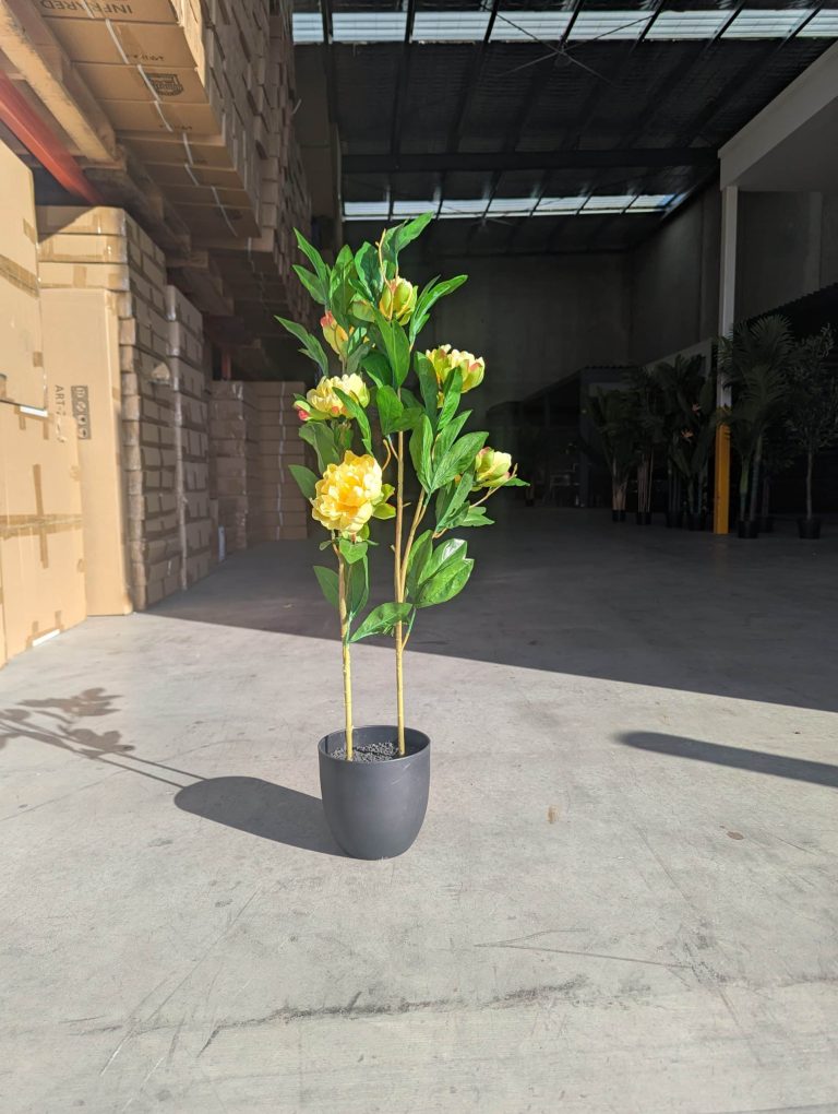 80cm Yellow Artificial Peony