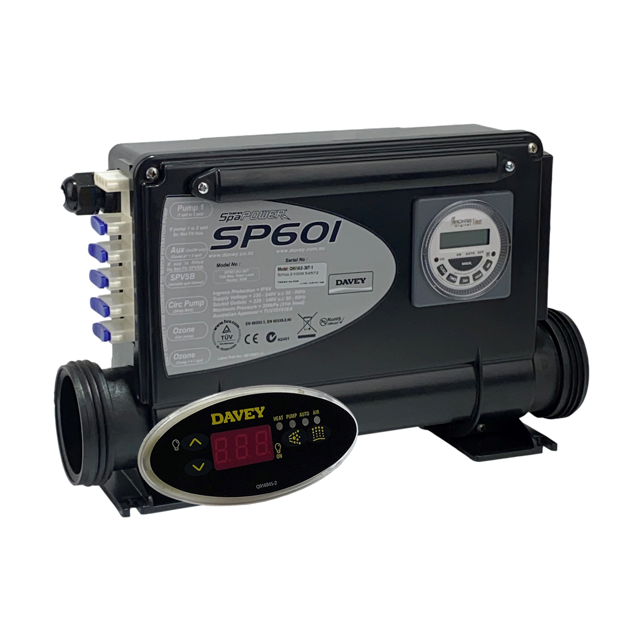 Davey SP601 1.5kw Controller with Time Clock and Touchpad
