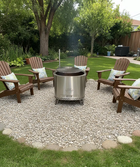 Diablo Smokeless Fire Pit 500mm with Adjustable Grill, Lid & Carry bag