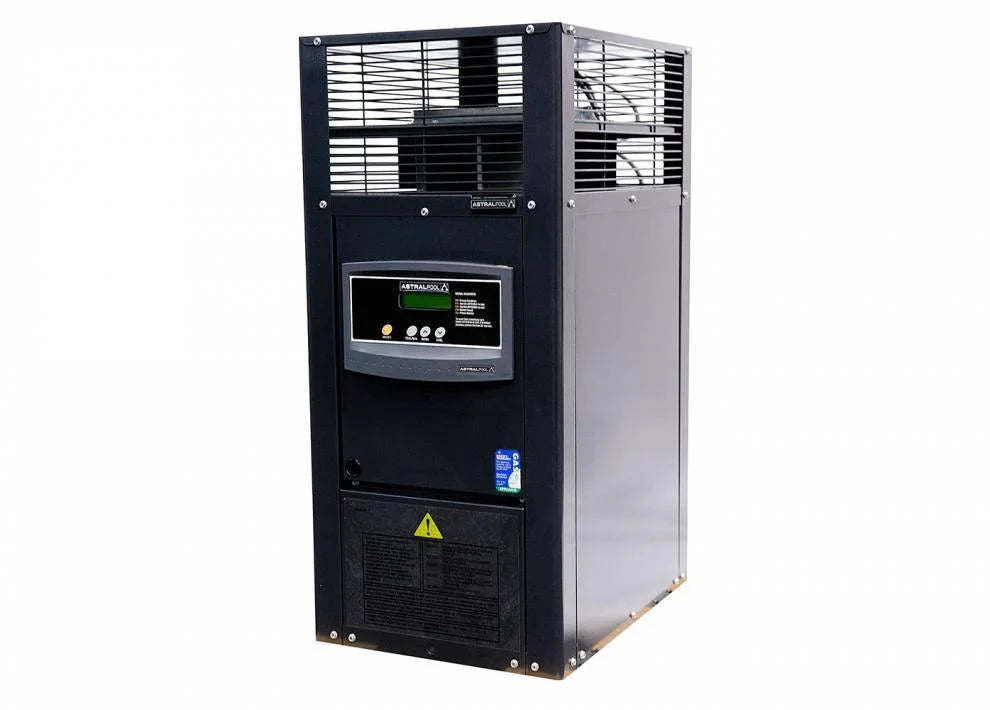 AstralPool HX120 natural gas pool and spa heater with electronic touch control panel and powder‑coated Australian‑made cabinet