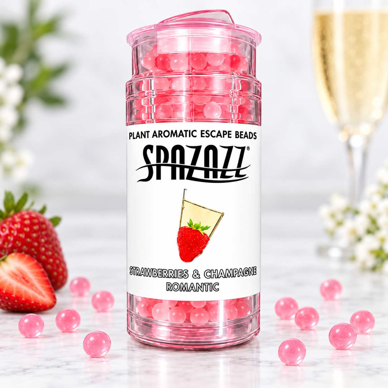 Aroma Beads 0.5 Oz Strawberries Champagne Romantic SPAZAZZ