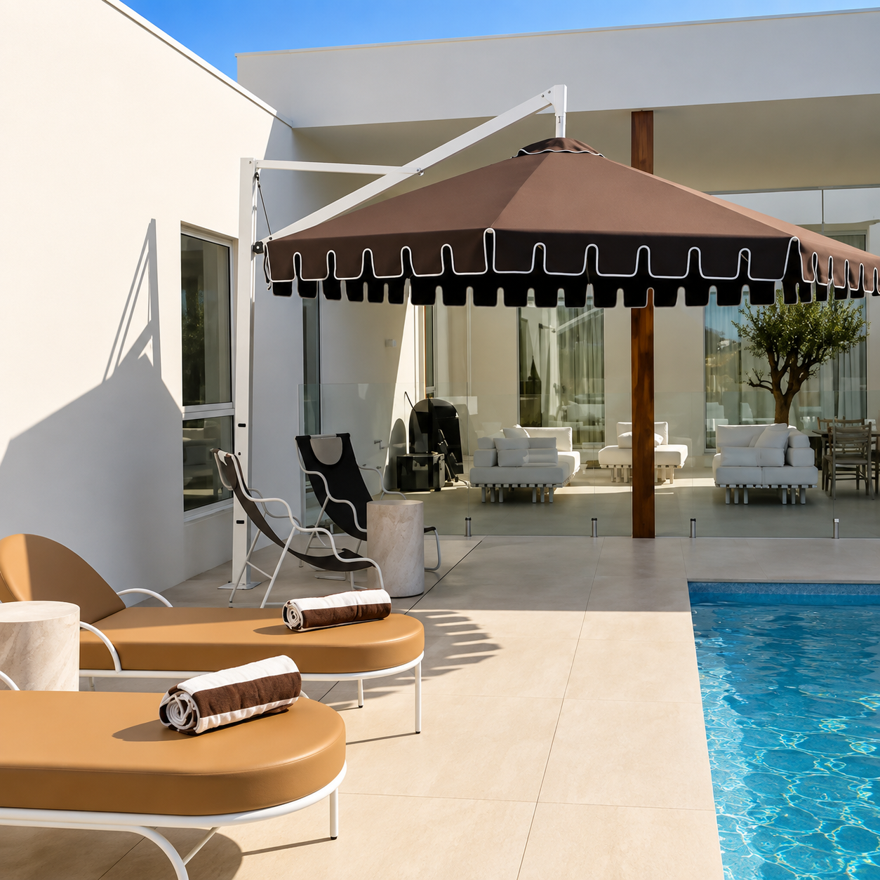 DESIGNER CHOCOLATE BROWN POOLSIDE UMBRELLA