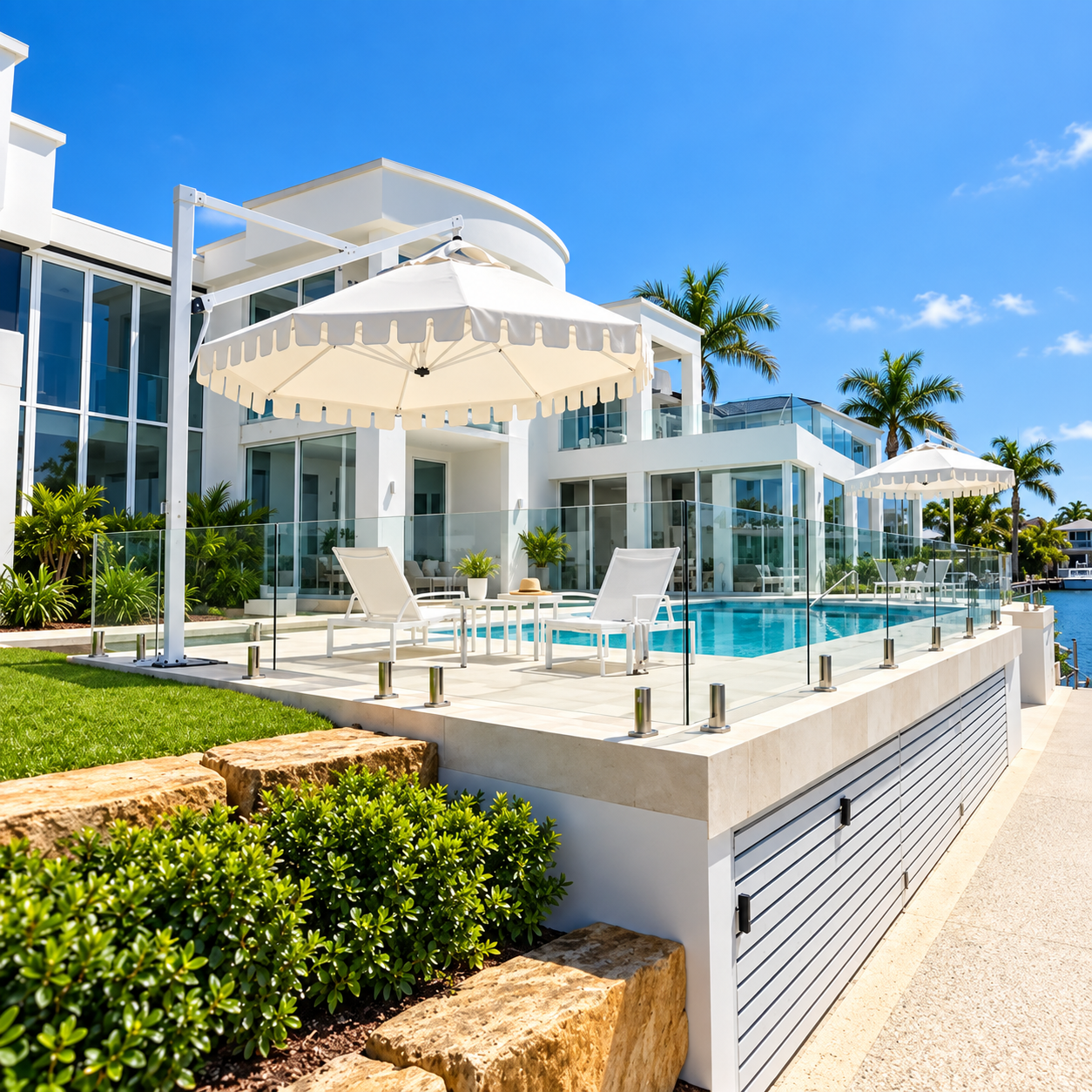 DESIGNER HAMPTONS POOLSIDE UMBRELLA
