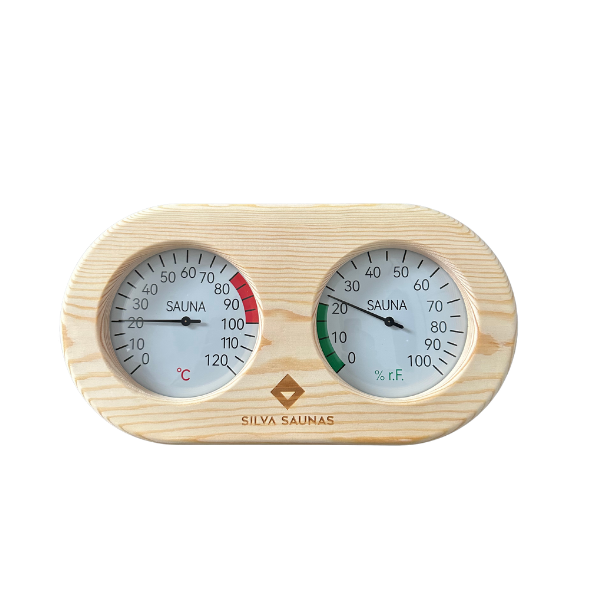 Silva™ Sauna Thermometer & Hygrometer in Premium Wood Finish