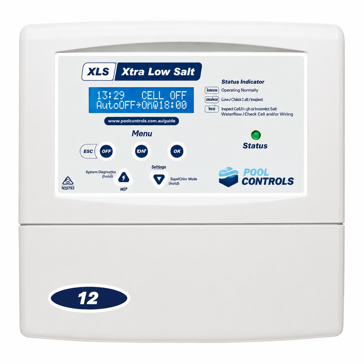 XLS12 Low Salt Pool Chlorinator - 12g/hr