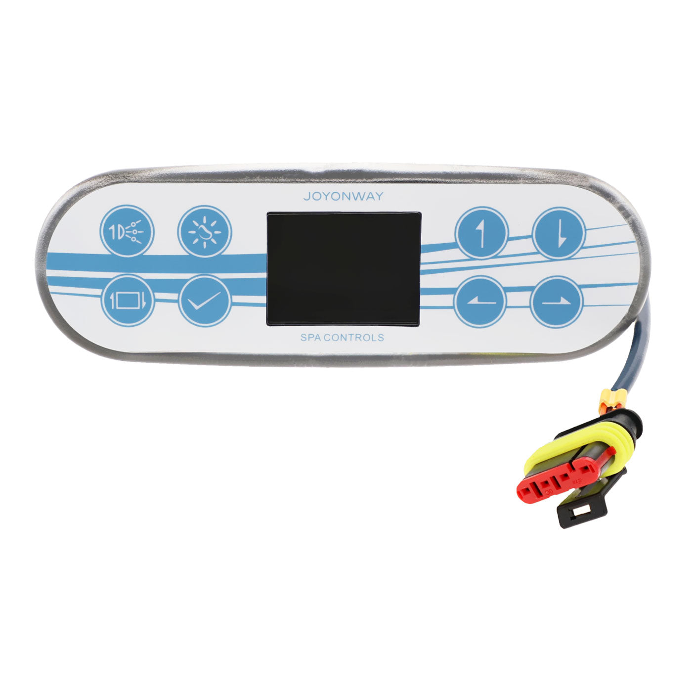 Joyonway PB554 colour LCD spa touchpad control panel with 8 capacitive buttons and overlay membrane