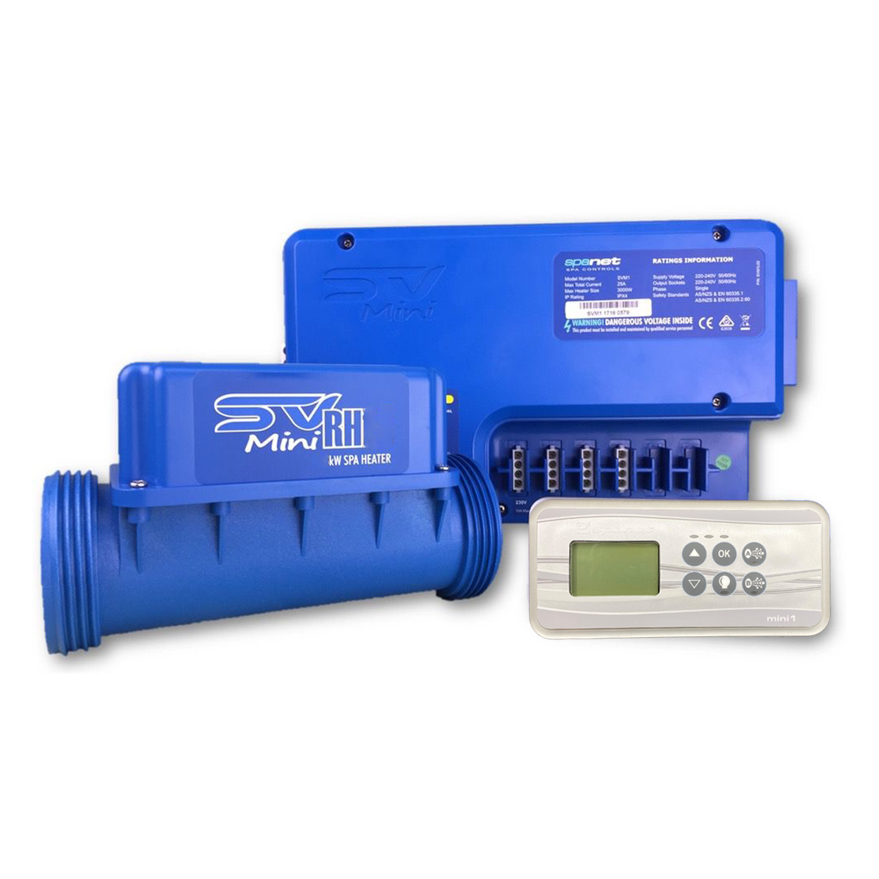 Spanet SV Mini 1-1.5kw(10amp) Controller, 1.5kw Heater and Rectangle Touchpad