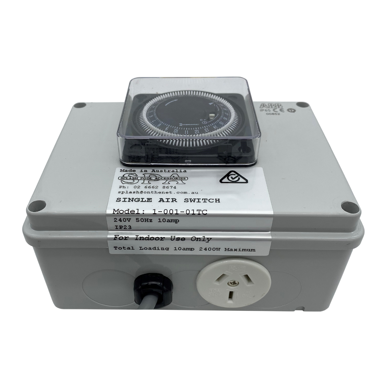 Air Switch Box Single Outlet 10amp with Time Clock