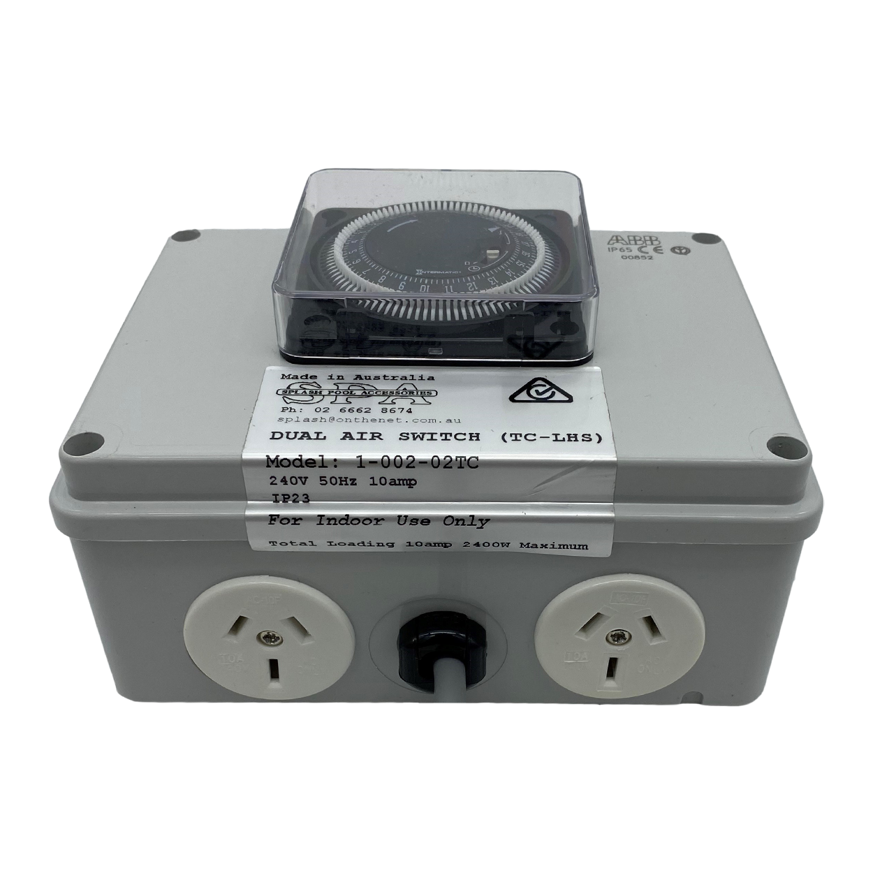 Air Switch Box Double Outlet 10amp with Time Clock