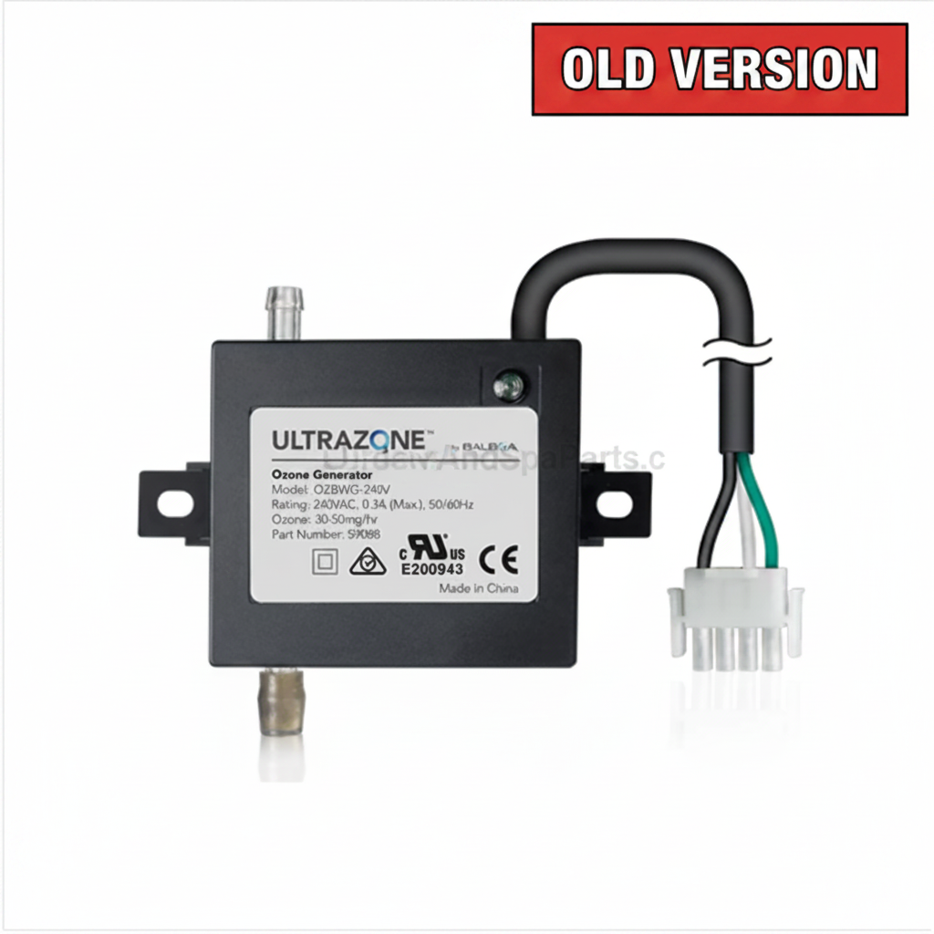 spa ozone generator, ozone kit 240V, spa sanitizing system, corona discharge ozone, spa replacement parts, 30-50mg ozone output, venturi injection system, spa accessories, AMP connector ozone, spa maintenance